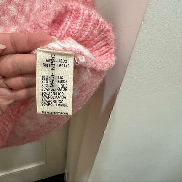 FRNCH Pink Checkered Knit Sweater Size M/L Soft/cozy, rose/ cream checkered Vest - Picture 3 of 4